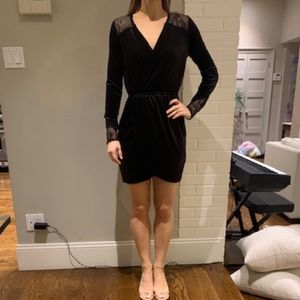 Black velour and lace mini dress